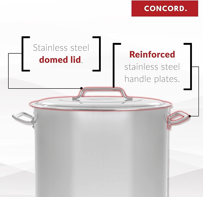 CONCORD Stainless Steel Stock Pot w/Steamer Basket. Cookware great for boiling and steaming (100 Quart)