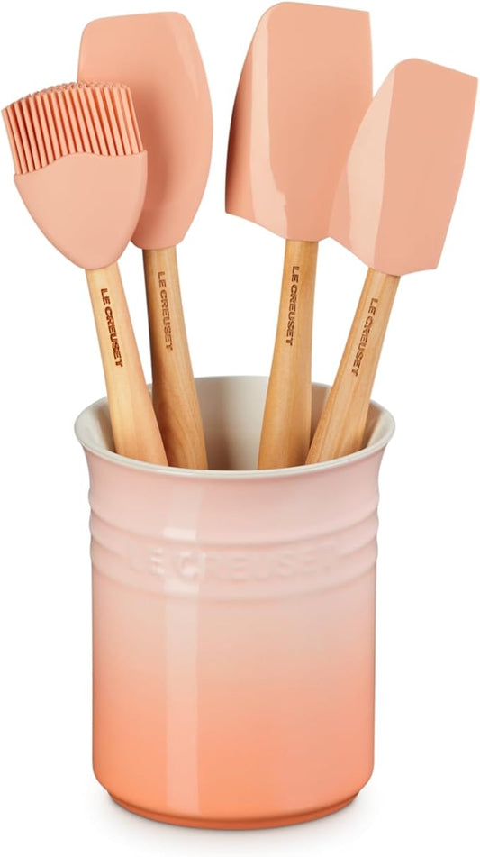 Le Creuset Stoneware & Silicone 5pc. Utensil Crock Set, Peche