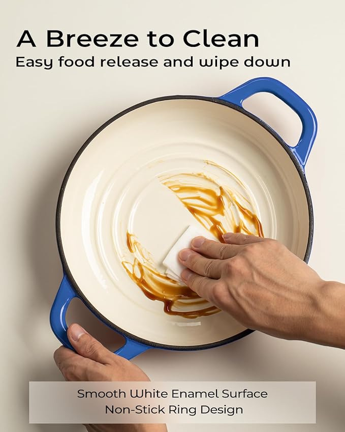 Dutch Oven for Bread Baking-5QT Cast Iron Sourdough Dutch Oven Pot with Lid, Enameled Round Cast Iron Bread Pot with Dome Lid for Homemade, Gifts for Sourdough Bakers, Blue