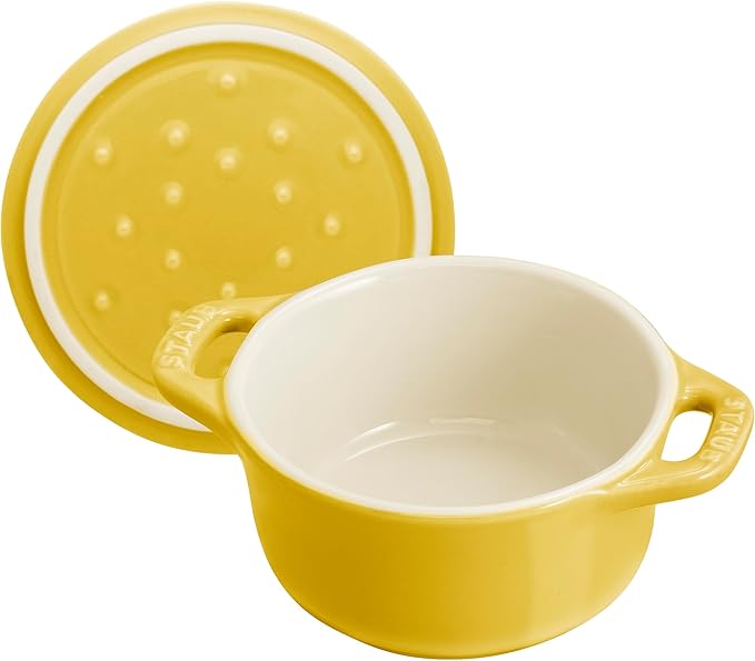 STAUB Ceramic 3-pc Mini Round Cocotte Set, Citron