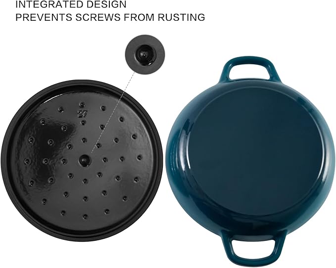 Braiser Enameled Cast Iron Braiser 2.25 qt Braiser Pan with Lid DarkCyan Shallow Cast Iron Casserole Braiser Pan with Handels