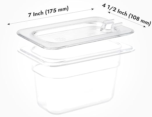CURTA 6 Pack NSF 1/9 Notched Food Pan Cover, Size Clear Polycarbonate Lid for Commercial Food Pan, Dishwasher & Freezer Safe Plastic Clear