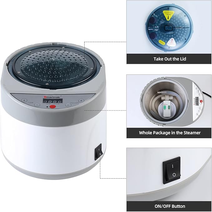 Smartmak Sauna Steamer, Portable 4L Upgraded 1500W Steam Pot Generator with Remote Control, Spa Machine with 99 Minutes Timer Display, Herbal Box for Body Detox, 110V US Plug