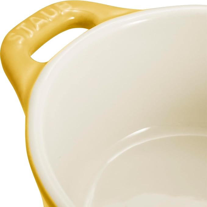 STAUB Ceramic 3-pc Mini Round Cocotte Set, Citron