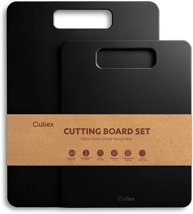 Wood Fiber Cutting Board Set of 2, Composite Cutting Board for Kitchen, Dishwasher Safe, Non-Toxic, BPA Free, Non-Slip, High Density Chopping Board for Meat Vegetables Fruits