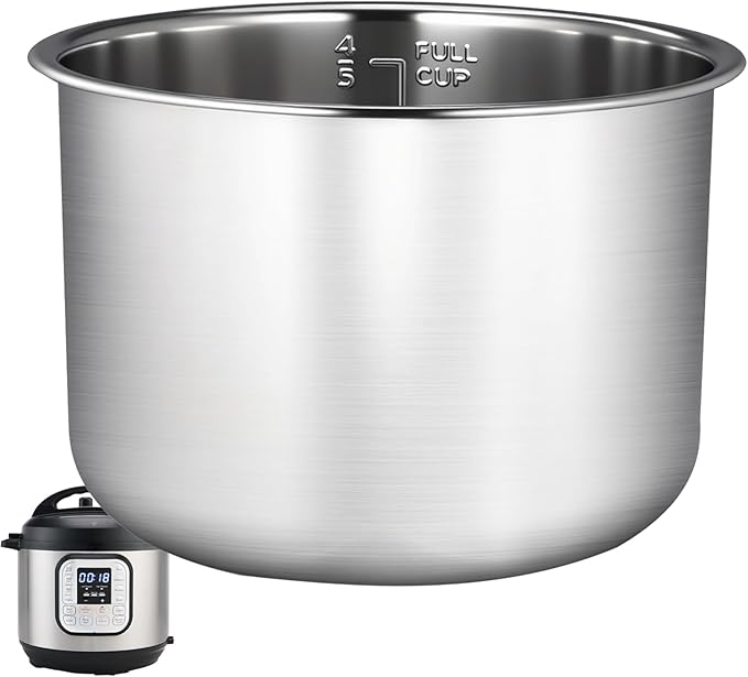 Upgraded Stainless Steel Inner Pot for Instant Pot 6 QT, Replacement Pot for Instant Pot 6 Quart, 304[18/8] stainless steel thickened design, 0 Coating, Non-Toxic (No Teflon). 3 Year Warranty.