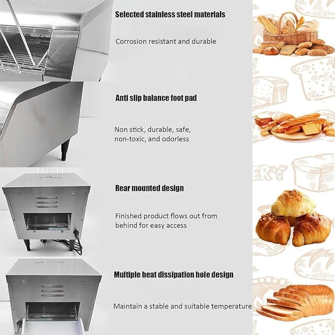Electric Bread Machine,Commercial Conveyor Toaster,Automatic Toaster Oven,Multipurpose Bread Toasting Machine,150/300/450 PCS/H,with Intelligent Temperature Control,300