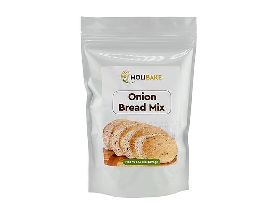 Molibake Onion Bread Mix ?€? Premium All-Natural Baking Mix for Bread Machine and Oven ?€? 14 oz ?€? Gourmet Blend with Dried Onion Flakes, Sunflower Seeds, Rye Malt Flour ?€? Easy-to-Use Breads Maker Mix for Homemade Baking