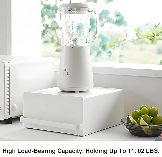 Kitchen Organizer Stand with Drawer, Coffee Maker & Appliance Holder Tea Pod Storage Space Saving Under-Appliance Organizer for Small Kitchen Appliances Like Mixers & Kettles