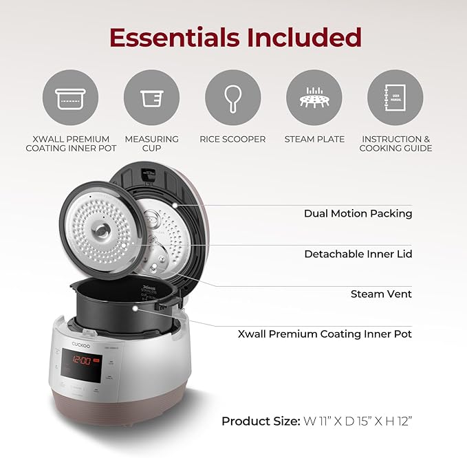 CUCKOO Electric Pressure Cooker 5QT, Versatile Slow Cooker with 10 Menu Options, High Pressure Food Steamer for Cooking, Instant Multicooker with Stainless Steel Non-Stick Inner Pot (CMC-QSB501S)