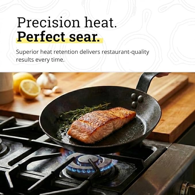 Lodge Pre-Seasoned Carbon Steel Skillet - Use in the Oven, on the Stove, on the Grill, or Over a Campfire - 8 Inch