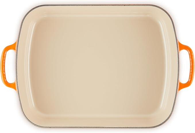 Le Creuset Enameled Cast Iron Signature Rectangular Roaster, 5.25 qt. (11.7" x 16.8"), Flame