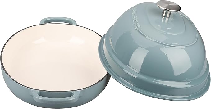 Enameled Oval Cast Iron Dutch Oven Pot with Lid, Bread Dutch Oven for Sourdough Bread Baking, Dutch Oven Bread, Bread Oven, 6QT, Seasalt
