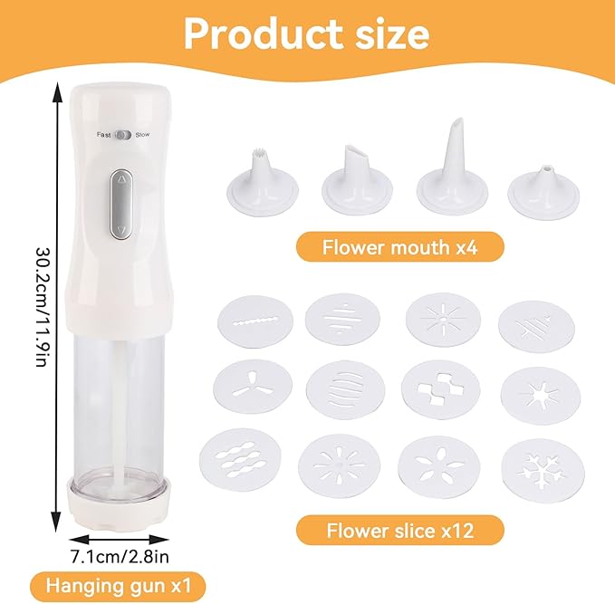 Cookie Press Gun Kit for Baking, Electric Cookie Press Gun Press Cookie Maker with 9 Cake Discs and 1 Icing Tip Baking Tools for Cookie Cake Decorating