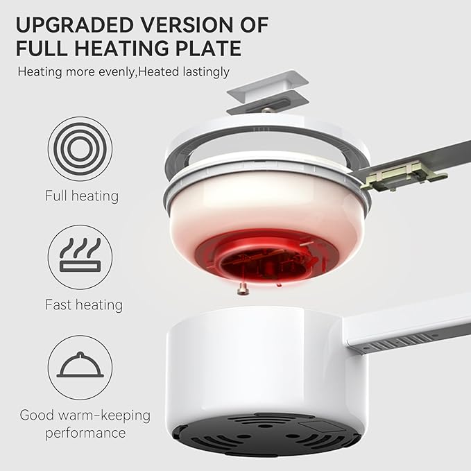 olakys. Electric Hot Pot with Steamer,1.5L Ceramic Glaze Non-stick Portable Pot, Dual Power Multi-functional Electric Cooker, Suitable for Steak, Pasta, Hot Pot, Ramen, Electric Pot for Dorm