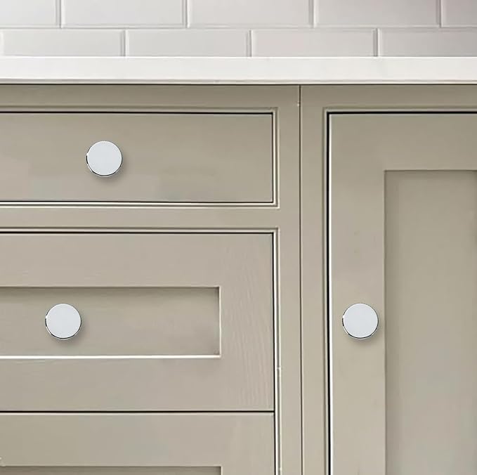 khtumeware 2 Pack Polished Chrome Cabinet Knobs Solid Heavy-Duty Bifold Closet Door Knobs Cabinet Hardware Handle for cabinets Dressers Pull for Bathroom Kitchens