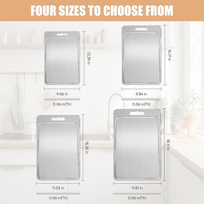 Titanium Cutting Board 100% Pure Cutting Boards With Juice Groove Metal Grade Food Double Sided Chopping Board for Cutting Meats Vegetables Fruits(Titanium-Large)