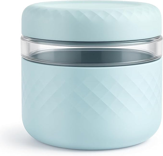 24 oz Glass Lunch Bowl Container with Lid | Leak & Spill Proof, BPA-Free, Microwave & Dishwasher Safe, Airtight Meal Prep & Food Storage Jar for Lunch, Salad, Soup, Overnight Oats, Stew, Yogurt