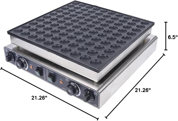 Mini Pancake Baker, 3400W Electric Pancake Making Machine with Two Independent Baking Zones and Heat Indicator, Home & Commercial Adjustable Temperature & Time Mini Pancake Maker 100 Pcs Capacity