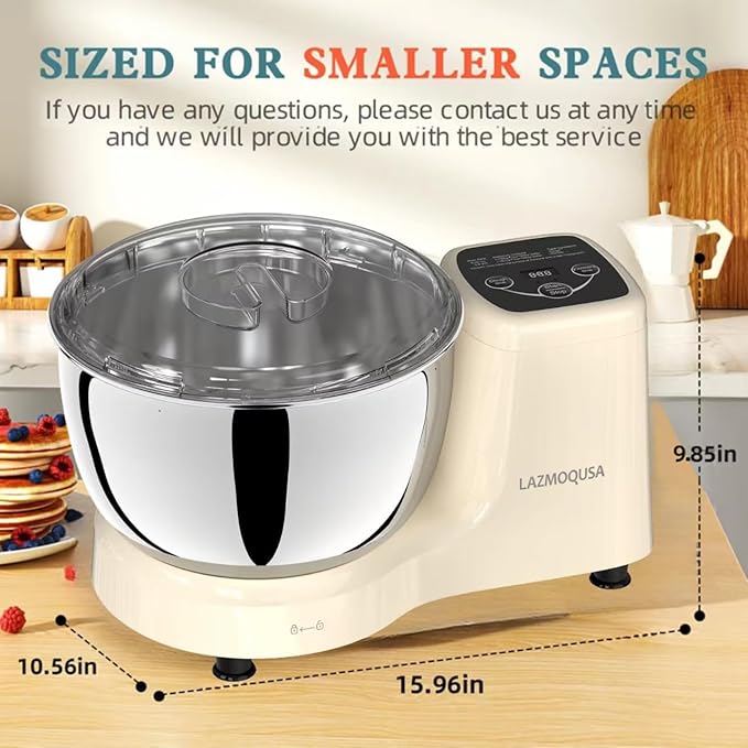 Electric Dough Mixer Maker 5.5 QT, Fermenting and Kneading Flour Mixer Machine with 304 Stainless Steel Bowl & Smart Timing for Baking Bread Cake Pizza Roti Dumpling Dough & Sourdough