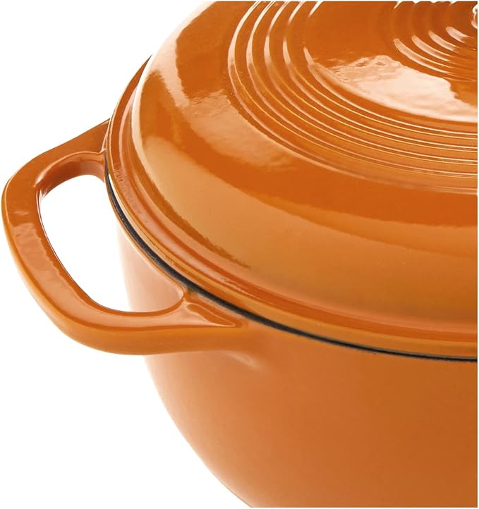 Lodge Essential Enamel Cast Iron Dutch Oven - Perfect for Bread Baking, Braising, Marinating & Slow Cooking - Features Moisture-Sealing Lid & Dual Handles - Kitchen Essentials - 6 Quarts - Apricot