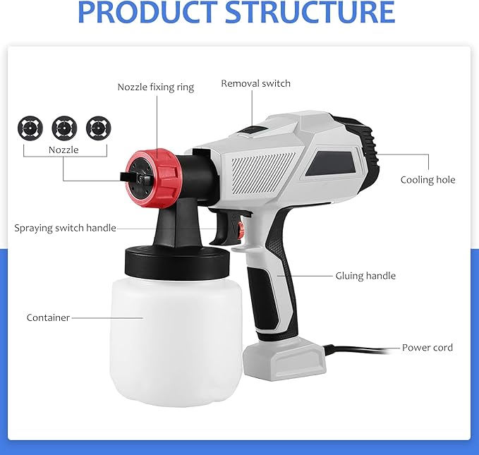 Chocolate Spray Gun,500W DIY Baking Cake Airbrush Coloring Gun,Cake Decorating Tools Sandblasting Machine for and Dessert, Grey,Silver