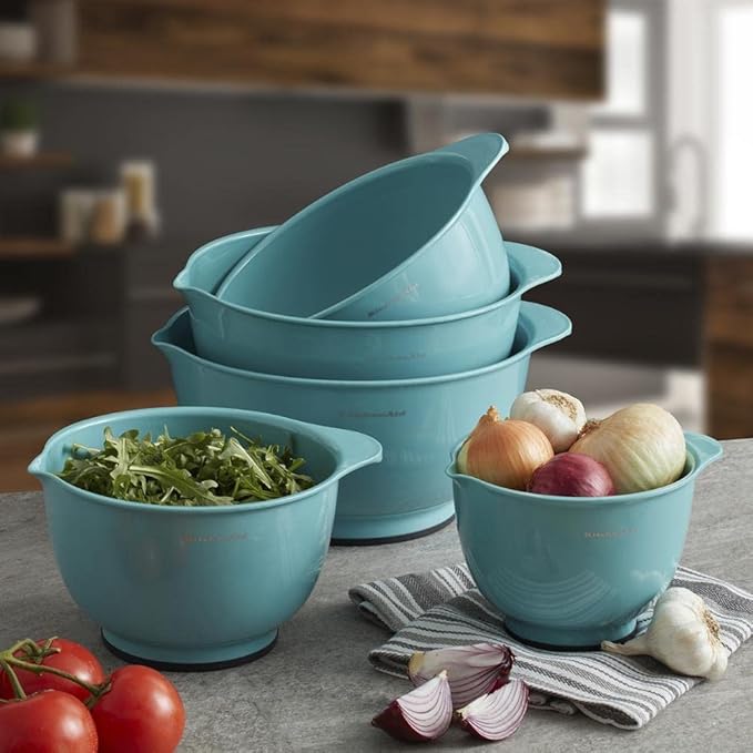 KitchenAid KE178OSAQA Classic Mixing Bowls, Set of 5,Aqua Sky 2