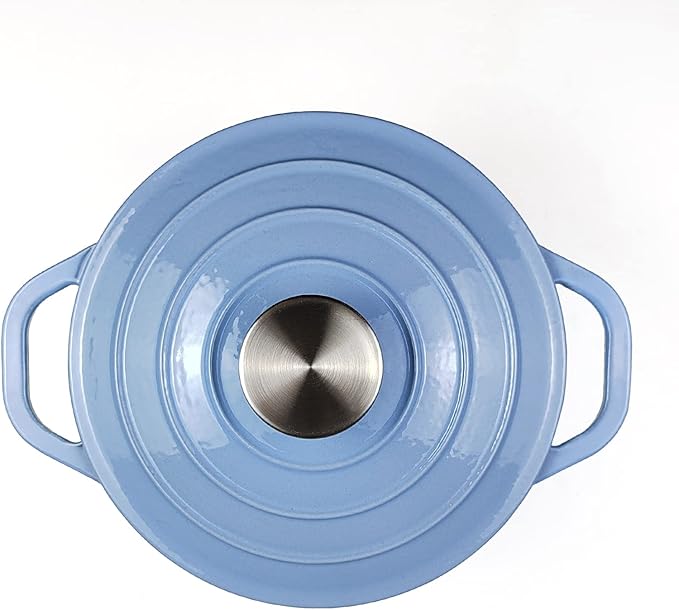 HAWOK 5 qt Enameled Cast Iron Dutch Oven, Dia. 9.96 inch with Lid, Blue
