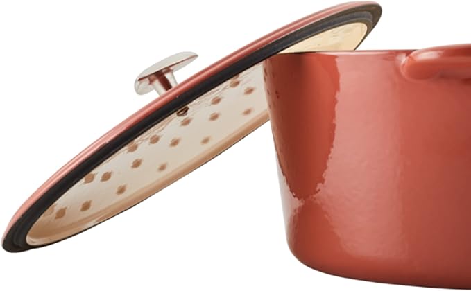 Ayesha Curry Kitchenware Enameled Cast Iron Dutch Oven/Casserole Pot with Lid, 6 Quart, Redwood Red