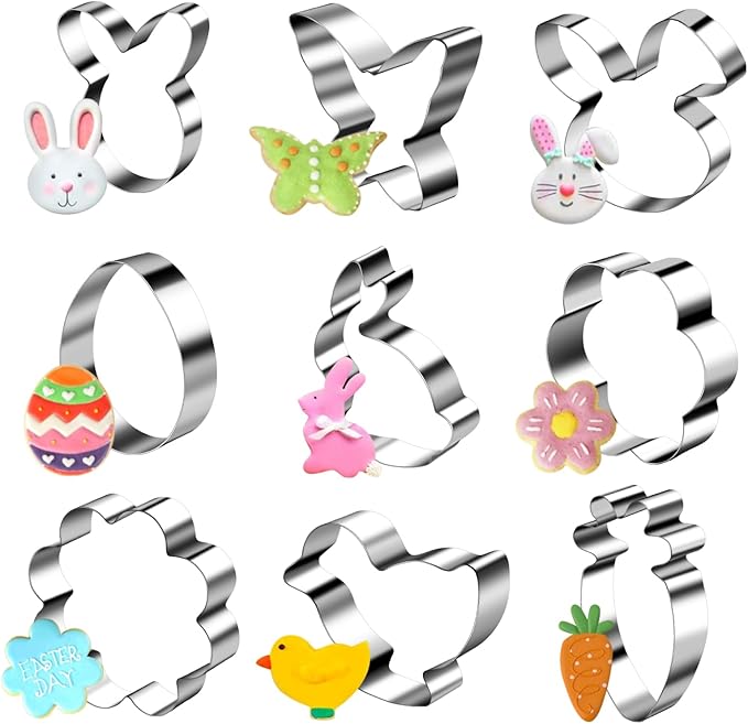 Easter Cookie Decorating Kit(ALL-IN-ONE),185Pcs with 9pcs Easter cookie cutters,Mixing Tools,Piping Tools,Decorating Tools and 100pcs Cookies Bags for Baking Beginners and Decorator