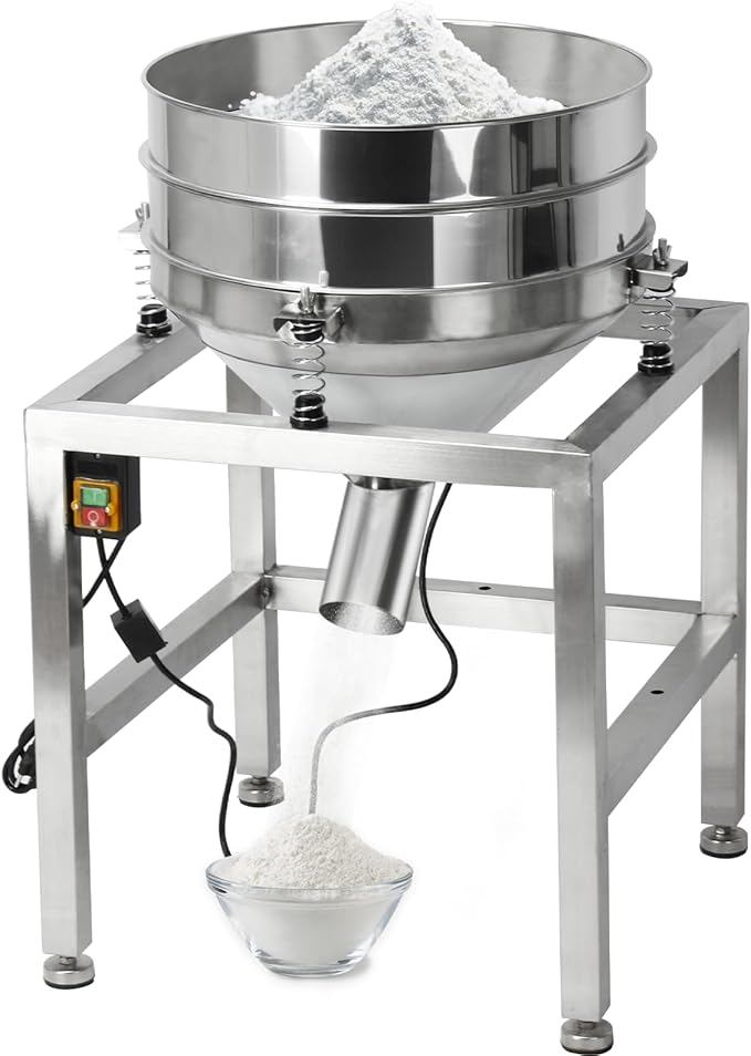 Automatic Powder Sifter Machine,110V Electric Powered Flour Sifter with 19.6" 40Mesh&100Mesh Sieve Screen for Baking Powder Grain Particles Food Industrial Processing