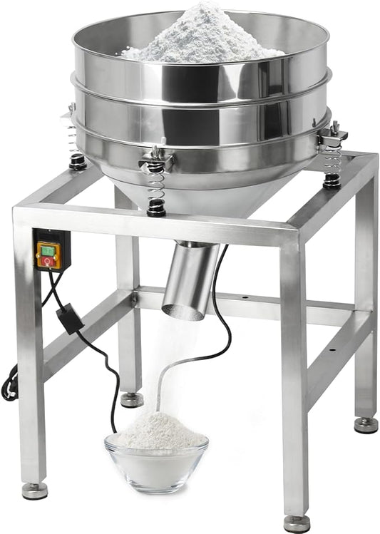 Automatic Powder Sifter Machine,110V Electric Powered Flour Sifter with 19.6" 40Mesh&100Mesh Sieve Screen for Baking Powder Grain Particles Food Industrial Processing
