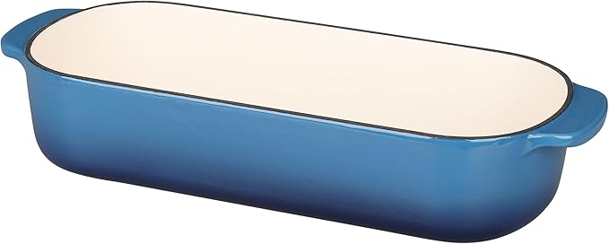 Enameled Cast Iron Loaf Pan with Lid, Bread pan, Dutch Oven Bread pan for Homemade Sourdough Bread Baking, 12.5x5.5 inch, 5qt, Lake Blue