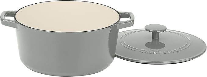 Cuisinart Chef's Classic Enameled Cast Iron Round Covered Casserole (Tea Grey, 5- Quart)