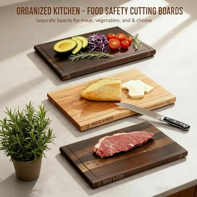 Book Shaped Cutting Board Set: Wooden Charcuterie & Cheese Board with Stand - Perfect Valentine’s Day Gift for Book Lovers & Couples, 3-Piece Kitchen Decor