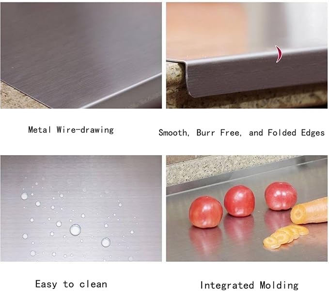 Stainless Steel Cutting Boards for The Kitchen, Suitable for Meat, Fruits, Vegetables, Bread, and Baking Large-sized Cutting Boards (60 x 40cm/23.6 x 15.7 in)