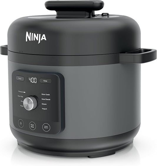 Ninja HyperHeat 9-in-1 6.5-qt Pressure Cooker | Steams, Slow Cooks, Sears, Sautés, Sous Vide, Yogurt & More | With SimpliServe Pot | Powerful 1200-Watt | Grey | PC201GY