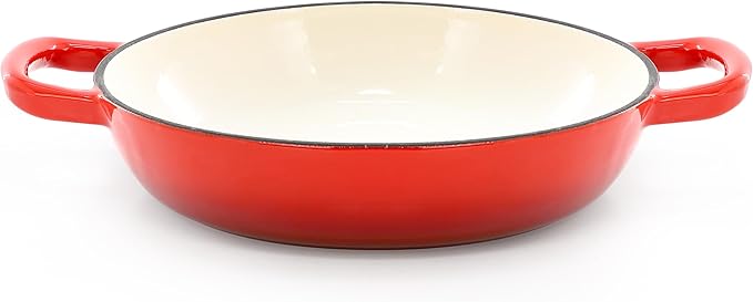 MegaChef 6 Quart Enameled Cast Iron Bread Pot in Red with Baking Mat, Dutch Oven, Bread Oven for Homemade Bread (Red)