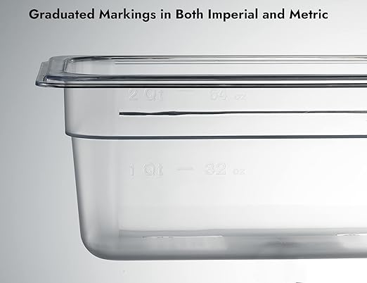 CURTA 6-Pack 1/4 Size 4" Deep NSF Polycarbonate Food Pans | Dishwasher & Freezer Safe Clear Container for Prep Tables, Buffet, Salad Bar, Commercial & Home Kitchen