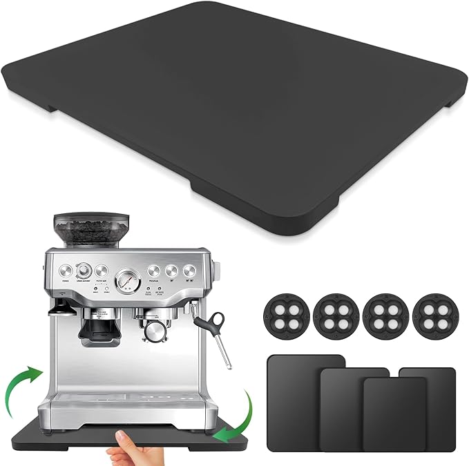 Appliance Slider 360° Rolling Tray for Coffee Maker Bamboo Coffee Pot Slider Tray for Countertop Rotation Sliding Tray with Wheels, Appliances Mat Easily from Under The Cabinet Black(15.7"×13")