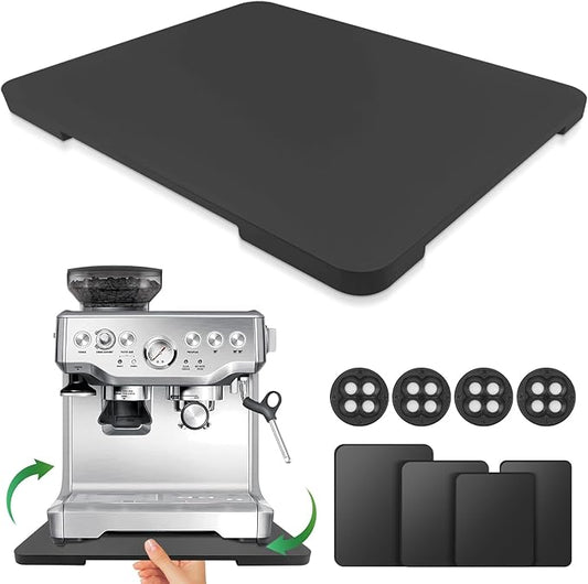 Appliance Slider 360° Rolling Tray for Coffee Maker Bamboo Coffee Pot Slider Tray for Countertop Rotation Sliding Tray with Wheels, Appliances Mat Easily from Under The Cabinet Black(15.7"×13")