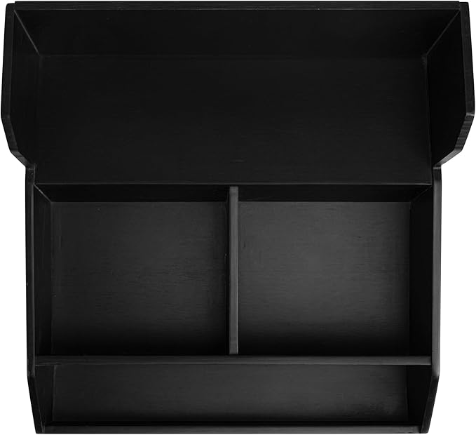 Restaurantware-15 x 14.25 x 9.25 Inch Coffee Condiment Organizer, 1 Countertop Tea Station Organizer - 3 Shelf, Heavy-Duty, Black Bamboo Coffee Bar Holder, For Breakrooms, Offices, or Homes,