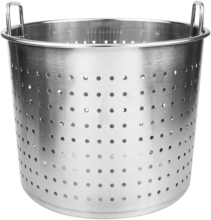 Hemoton Stainless Steel Steamer Basket for Pot, Large Deep Fryer Pot Strainer for Boiling, Frying Turkey, Crawfish, Insert Seafood Boil Basket for Home Restaurant Kitchen