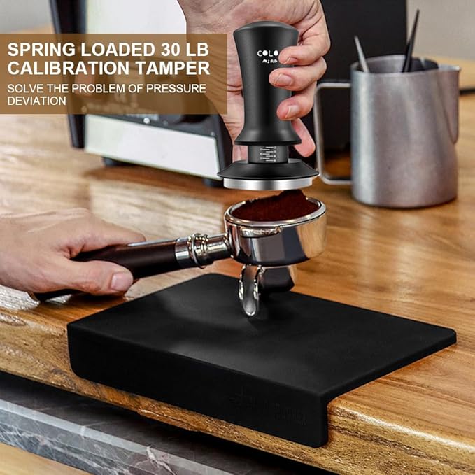 58mm Espresso Accessories Kit, Spring Loaded Calibrated Tamper, WDT Tool and Dosing Funnel, Espresso puck screen Set Fits Espresso Coffee Machines and 58mm Portafilters