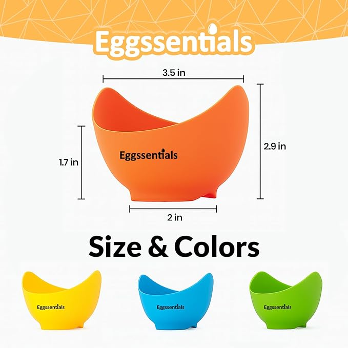 Eggssentials - Poached Egg Cups - Pack of 4 - BPA Free Silicone Egg Poacher Cups - Nonstick Poached Egg Cooker for Microwave, Stovetop, Baking ?€? Easy to Clean Poaching Pods for Perfect Eggs