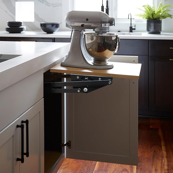 Mixer Lift for Cabinet，Appliance Lift for cabinet-Soft Close Heavy Duty Kitchen Appliance storage lifting system，with Locking Mechanism，Max load 50lb.