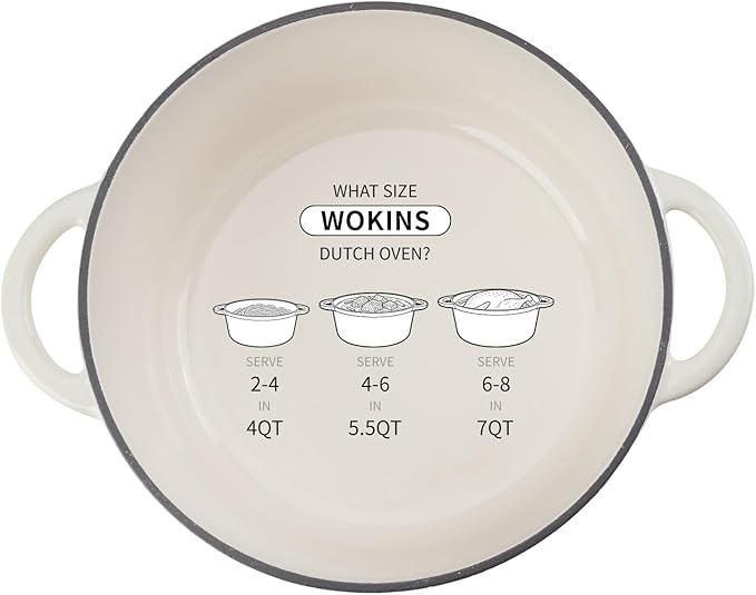 7QT Enameled Cast Iron Dutch Oven Pot with Lid,Heavy-Duty Cookware for Sourdough Bread Baking,Braising,Stews,Roasting,Oven Safe up to 500°F,cream