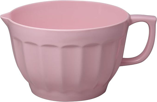 UPware Latte Style Melamine Batter Bowl with Pour Spout, Handle and Non-Slip Base, Grip Handle for Easy Mix and Pour, Home Essentials Cooking and Baking Tools, 4.3 quart, 11.5 x 8.75 Inch, Pink