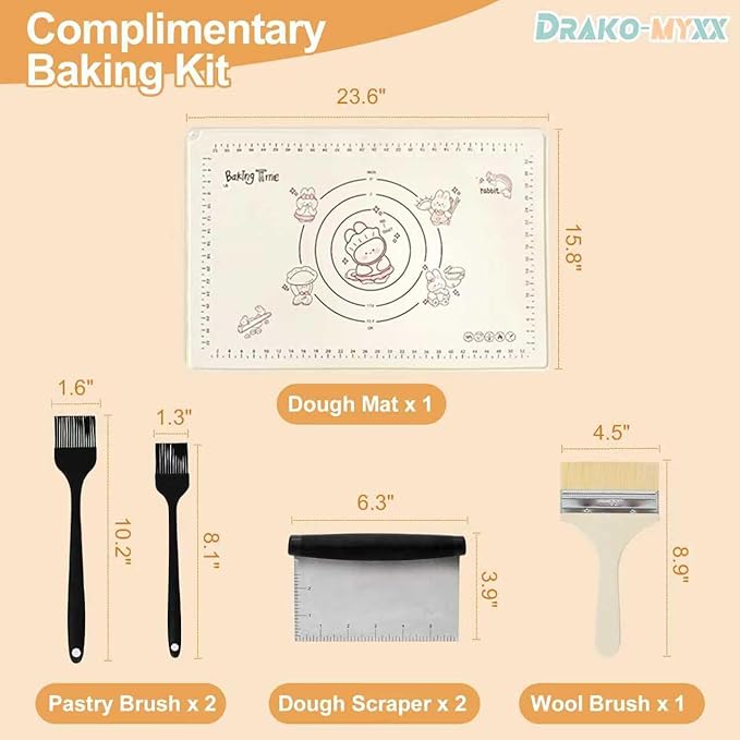 15.5" Folding Dough Sheeter, Includes 35.4" x 15.8" Sheeter Board, Dough Mat (23.6" x 15.8"), 2 Pastry Brushs, 2 Scrapers, Wool Brush, Manual Dough Roller with 55 Thickness Settings, Stainless Steel