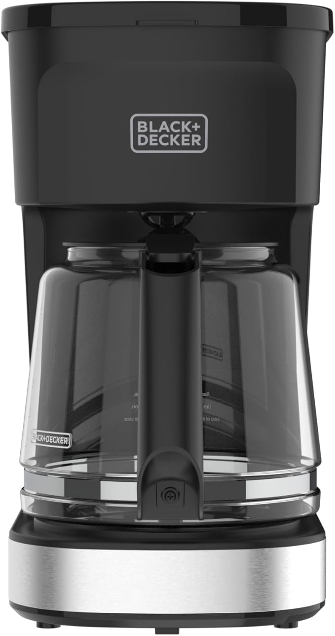 BLACK+DECKER CAFÉCRAFT 12-Cup Coffee Maker, One-Switch Drip Coffeemaker with Vortex Showerhead Technology, Sneak-A-Cup, Keep Warm Function, Stainless Steel